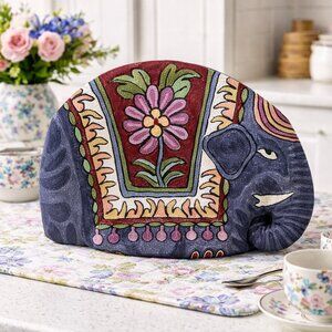 Vintage Handmade Cotton Silk Weaved Indian Elephant Shaped Teapot Cosy | Padded
